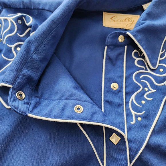 Women's Scully Western Blue Snap button Shirt XXL - Picture 14 of 16